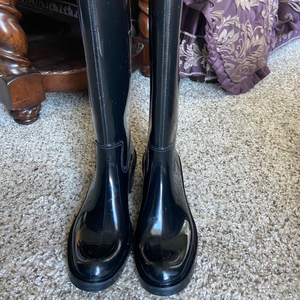 Gucci black logo patent rubber rain boots Sz 9 - Picture 5 of 10